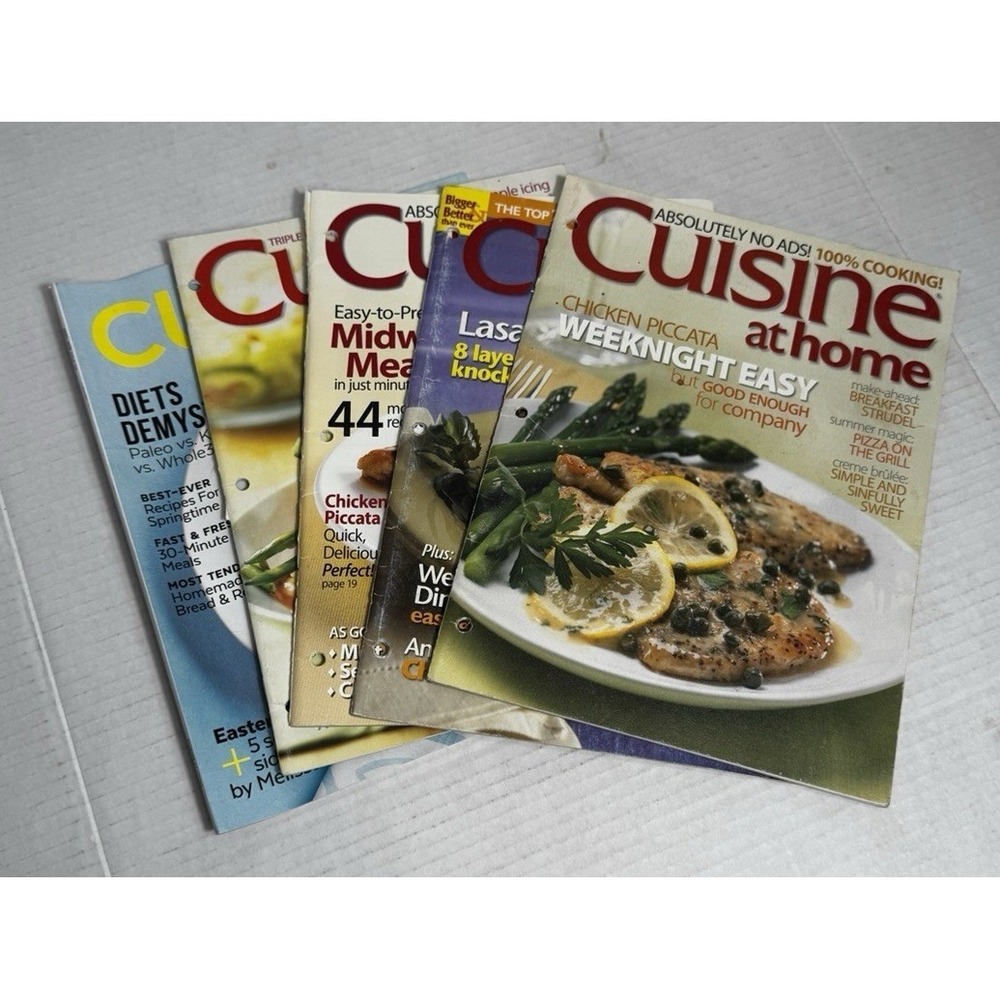 Cuisine at Home Food Magazine Lot of 5 Issues Weeknights Lite Menu Diet Easy